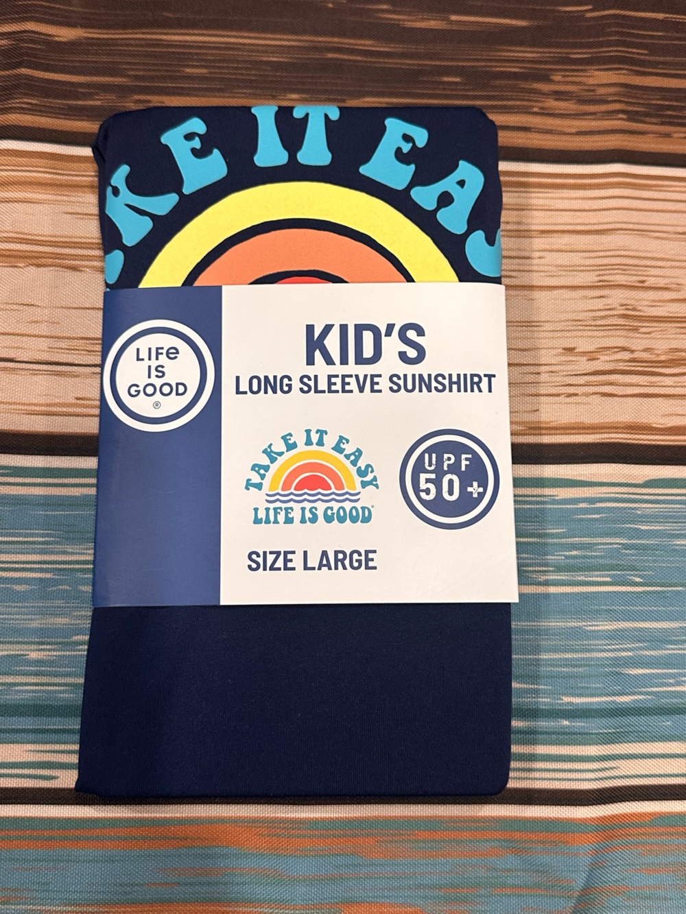 Life Is Good Unisex Large UPF 50 Navy Long-Sleeve Tee Graphic Boys Girls